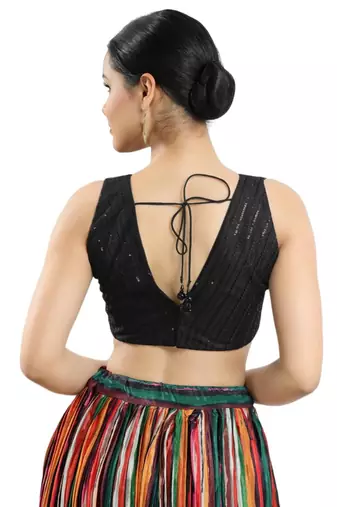 Padded Net V-Neck Blouse