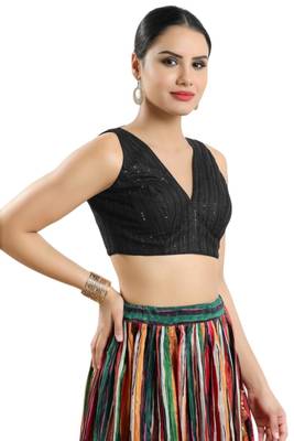 Padded Net V-Neck Blouse 4