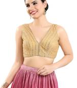 Padded Net V-Neck Blouse