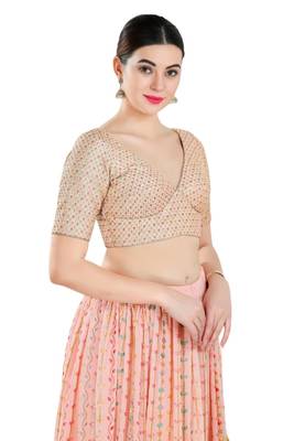 Padded Art Silk V-Neck Blouse 4