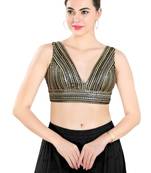 Padded Net V-Neck Blouse