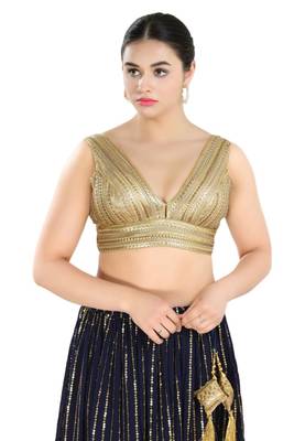 Padded Net V-Neck Blouse 1