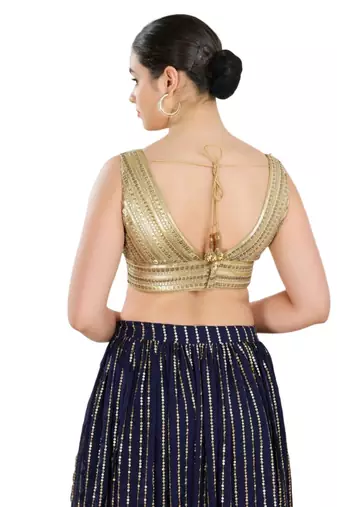 Padded Net V-Neck Blouse