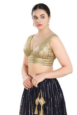 Padded Net V-Neck Blouse 3