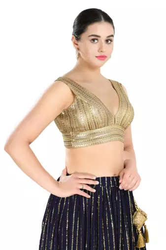 Padded Net V-Neck Blouse