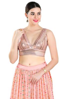 Padded Net V-Neck Blouse 1