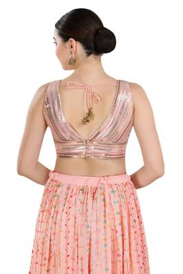 Padded Net V-Neck Blouse 2
