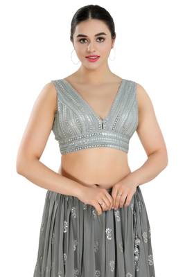 Padded Net V-Neck Blouse 1
