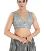 Padded Net V-Neck Blouse