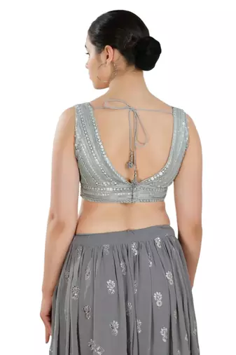 Padded Net V-Neck Blouse