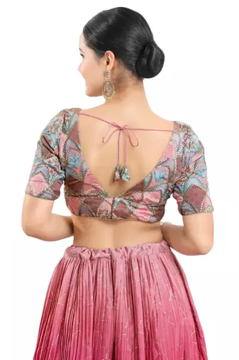 Multicolor Silk Printed Readymade Blouse