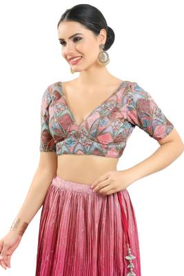 Multicolor Silk Printed Readymade Blouse 3