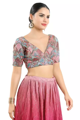 Multicolor Silk Printed Readymade Blouse