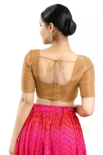 Padded Shimmer Round Neck Blouse