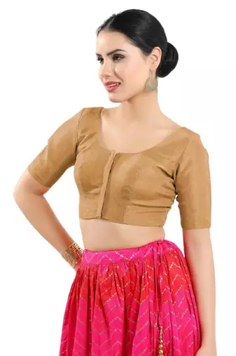 Padded Shimmer Round Neck Blouse