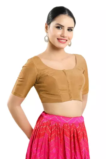 Padded Shimmer Round Neck Blouse