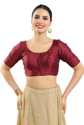 Padded Tafeta Silk Round Neck Blouse 1