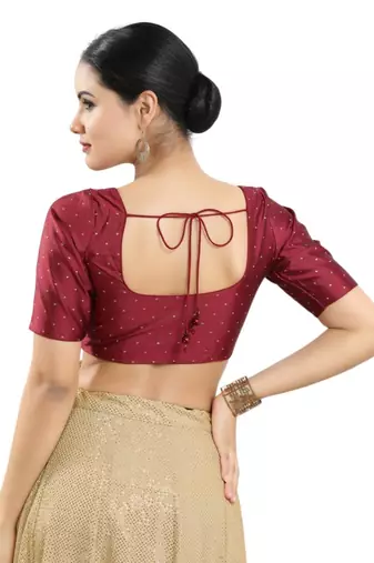 Padded Tafeta Silk Round Neck Blouse