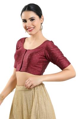 Padded Tafeta Silk Round Neck Blouse 3