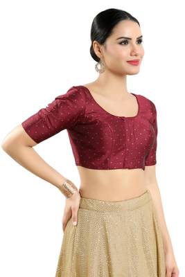 Padded Tafeta Silk Round Neck Blouse 4