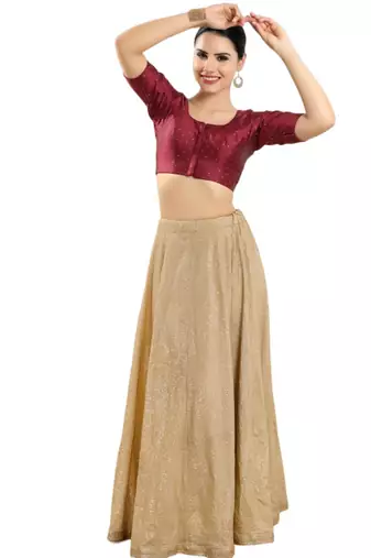 Padded Tafeta Silk Round Neck Blouse