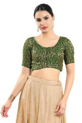 Padded Brocade Round Neck Blouse 1