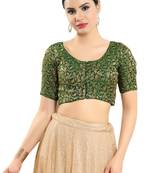 Padded Brocade Round Neck Blouse