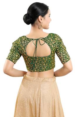 Padded Brocade Round Neck Blouse 2