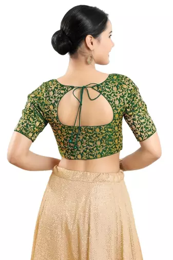 Padded Brocade Round Neck Blouse