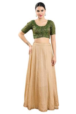 Padded Brocade Round Neck Blouse 5