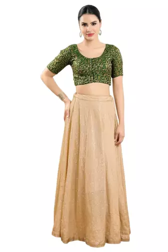 Padded Brocade Round Neck Blouse