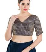 Padded Brocade V-Neck Blouse