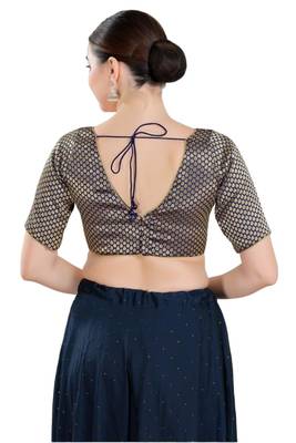 Padded Brocade V-Neck Blouse 2