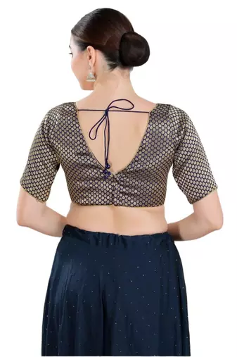 Padded Brocade V-Neck Blouse