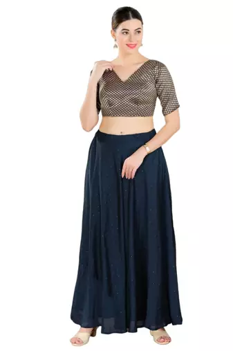 Padded Brocade V-Neck Blouse