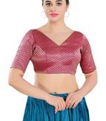 Padded Brocade V-Neck Blouse