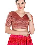 Padded Brocade V-Neck Blouse