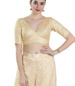 Padded Art Silk V-Neck Blouse