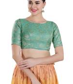 Padded Brocade Round Neck Blouse