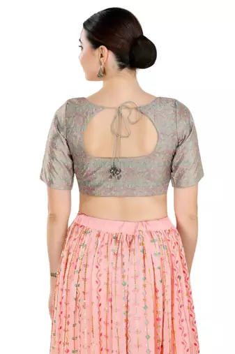 Padded Art Silk Round Neck Blouse