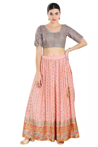 Padded Art Silk Round Neck Blouse