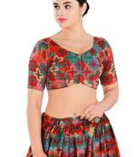 Padded Brocade Square Neck Blouse