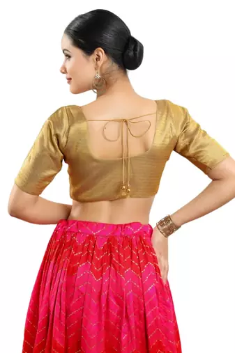 Padded Shimmer Round Neck Blouse