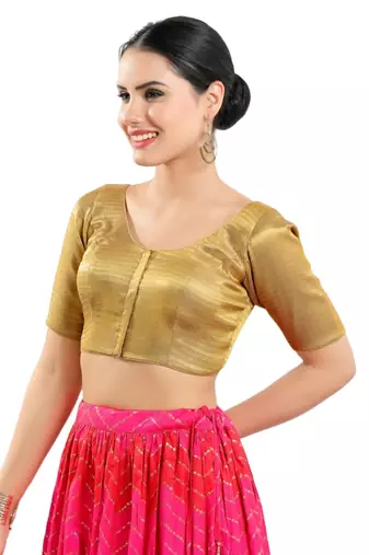 Padded Shimmer Round Neck Blouse