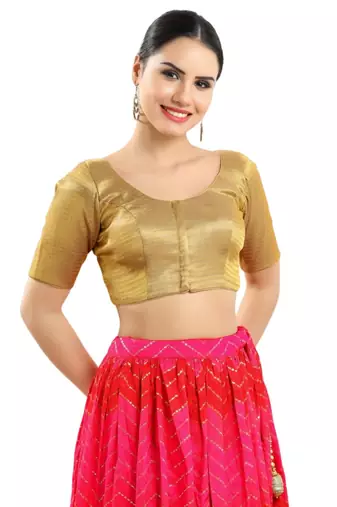 Padded Shimmer Round Neck Blouse