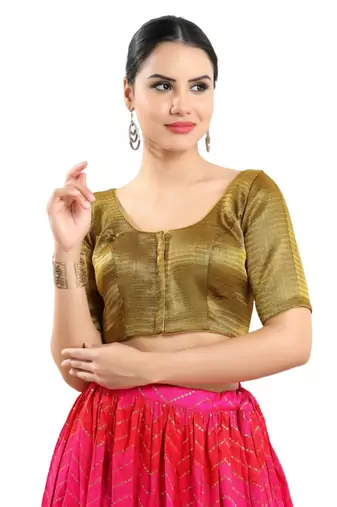Padded Shimmer Round Neck Blouse