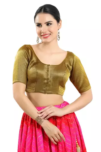 Padded Shimmer Round Neck Blouse
