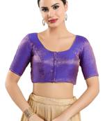 Brinjal Purple Brocade Silk Blouse - Readymade