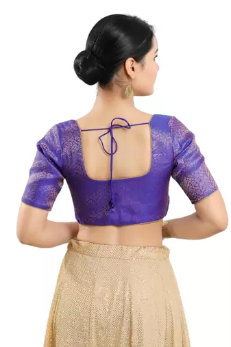 Brinjal Purple Brocade Silk Blouse - Readymade