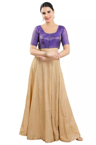 Brinjal Purple Brocade Silk Blouse - Readymade
